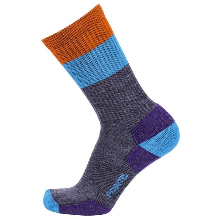 Point6 Hiking Block Stripe Light Crew Socks 1 Point6 Hiking Block Stripe Light Crew Socks